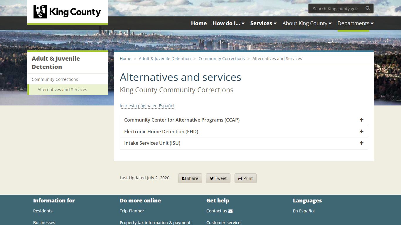 Alternatives and services - King County - King County, Washington