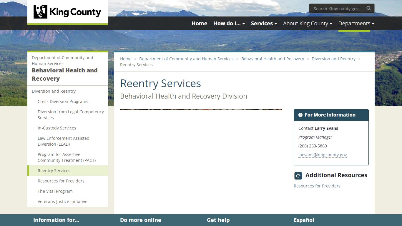 Reentry Services - King County - King County, Washington